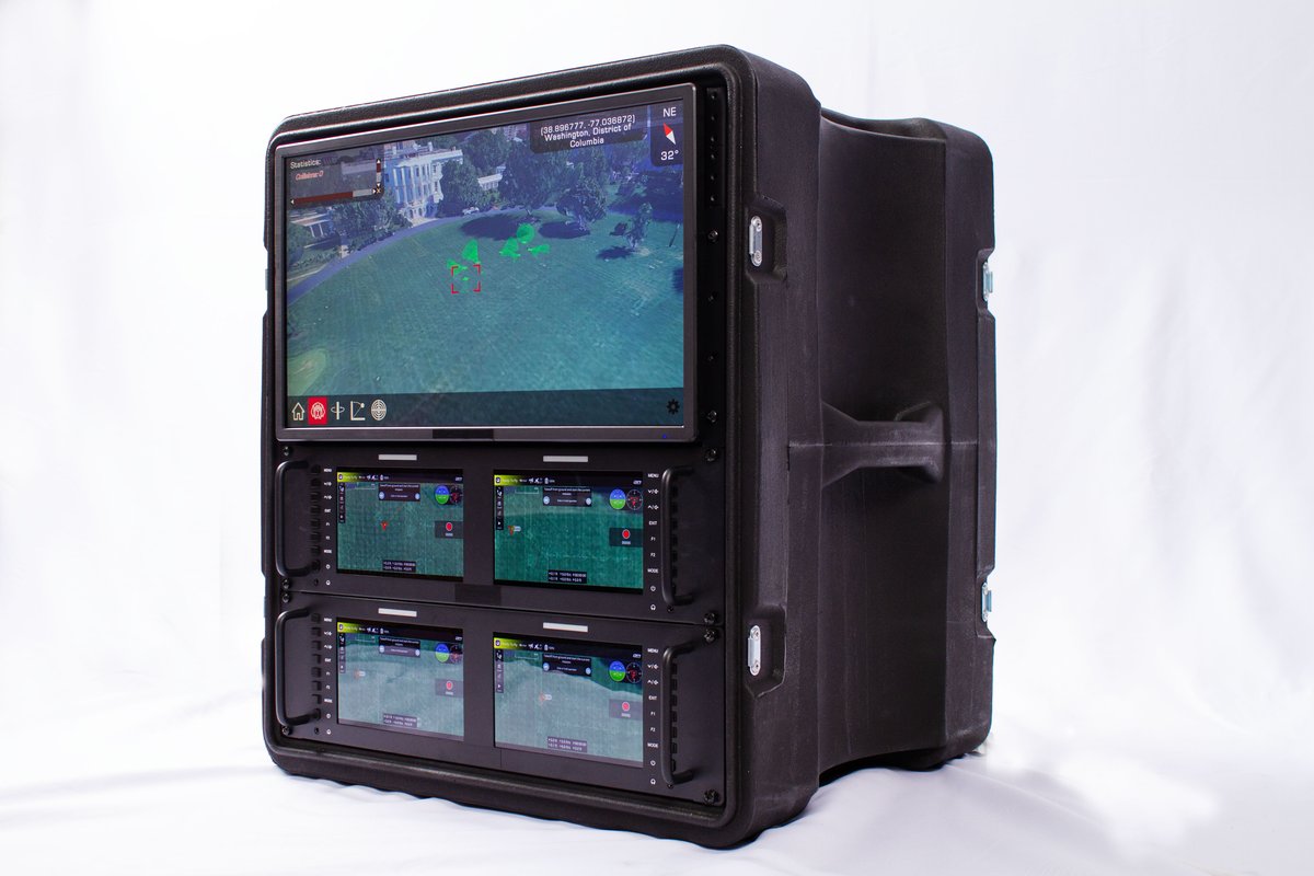 MRDR-1 Foundation — one Corvus RAVN™ server and four Corvus CROS™ simulators in a rugged transit case